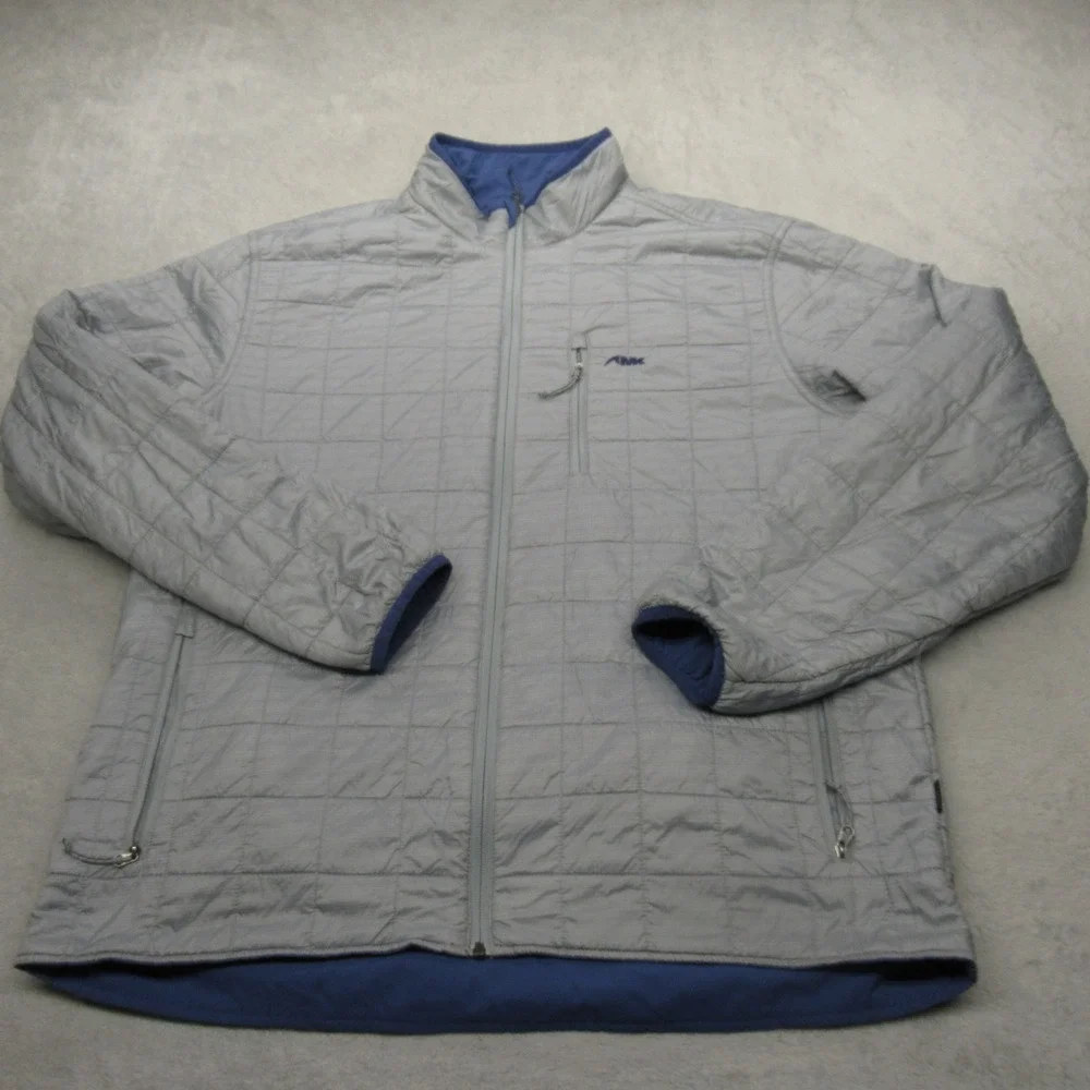 Mountain Khakis Jacket Mens Large Blue Insulated Reversible Water Resistant Logo